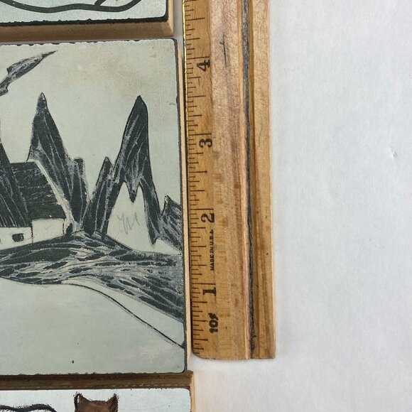 Linoleum Wood Block Print Stamps Lot of 3 American Crayon Company and Other - Picture 10 of 11